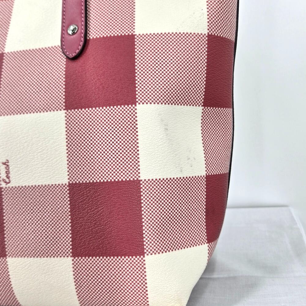 Coach City Zip Tote in Multi-Pink Plaid Print Style F66929 - Picture 14 of 16